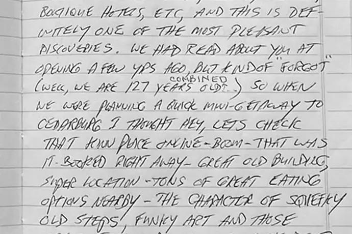 handwritten review testimonial for Kinn Guesthouse made by a visitor to the hotel